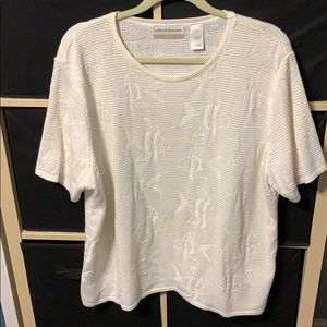 White waffle knit fish sweater